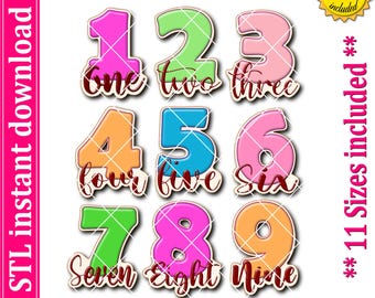 Numbers Set Cookie Cutter STL File, 11 Sizes (Digital Download)