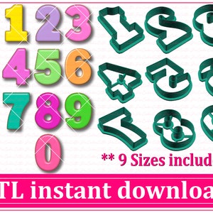 Numbers Set Cookie Cutter STL File Instant Download, STL Cookie Cutter File
