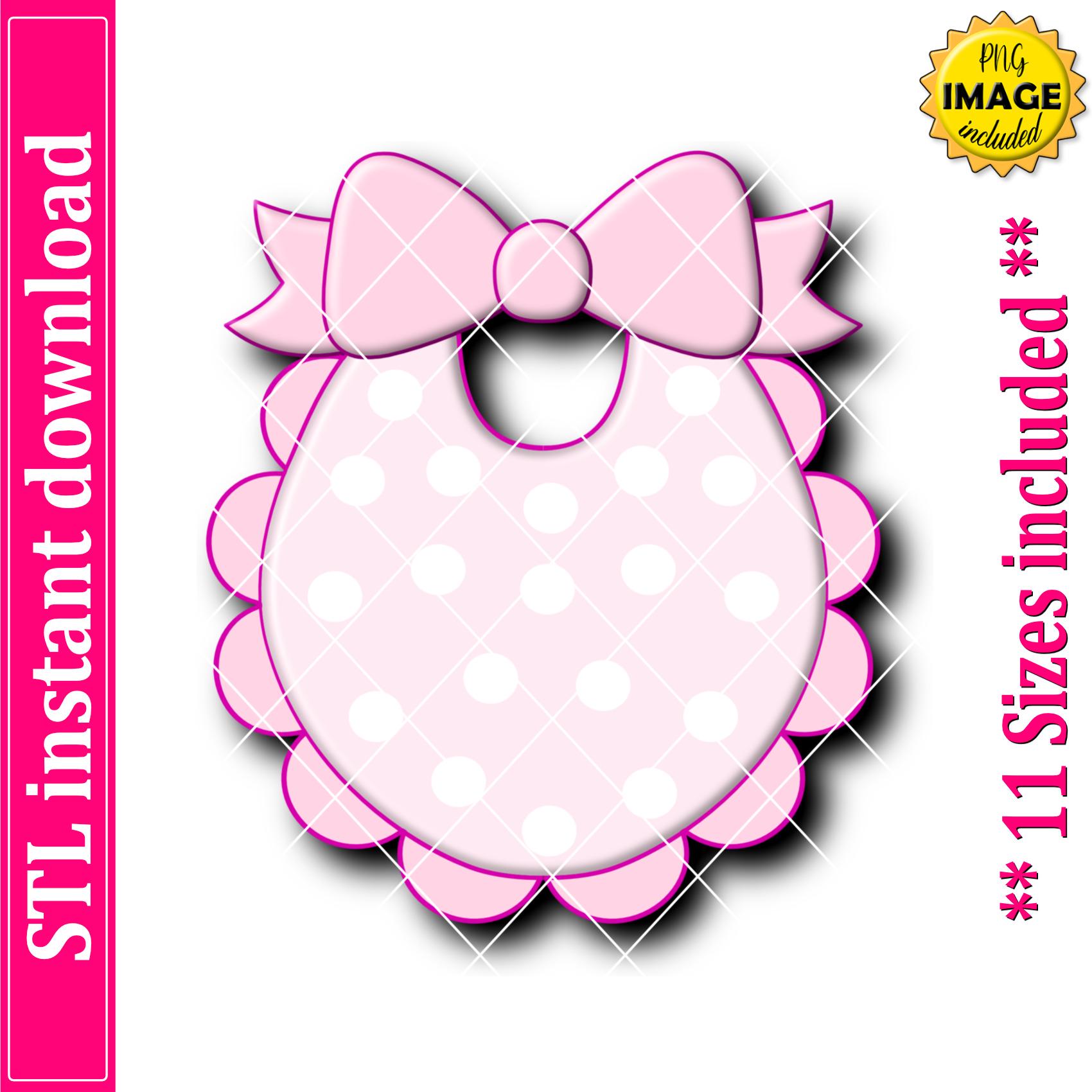 Scalloped Baby Bib With Ribbon Cookie Cutter STL File (digital Download ...