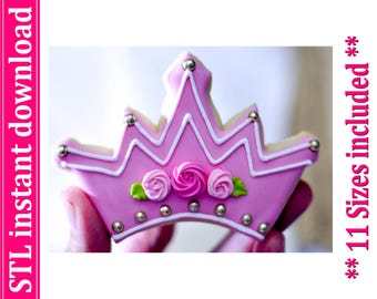 Princess Crown Cookie Cutter STL File, 11 Sizes (Digital Download)