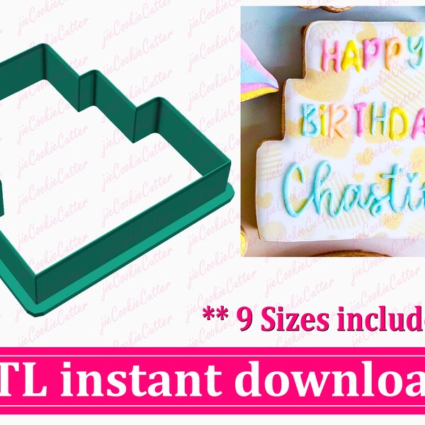 Birthday Cake Cookie Cutter STL File Instant Download, STL Cookie Cutter File