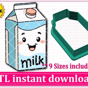 Milk Carton Cookie Cutter STL File Instant Download, STL Cookie Cutter File