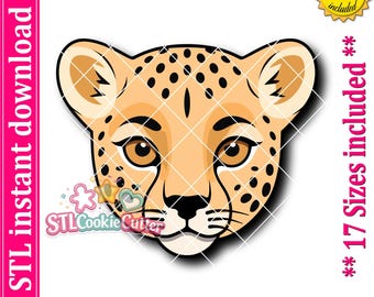 Cheetah Face Cookie Cutter STL File (Digital Download)