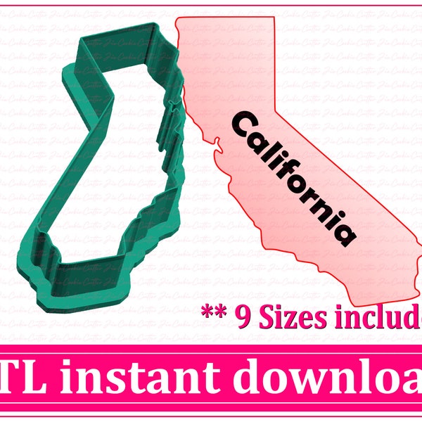 California Map Cookie Cutter STL File Instant Download, STL Cookie Cutter File