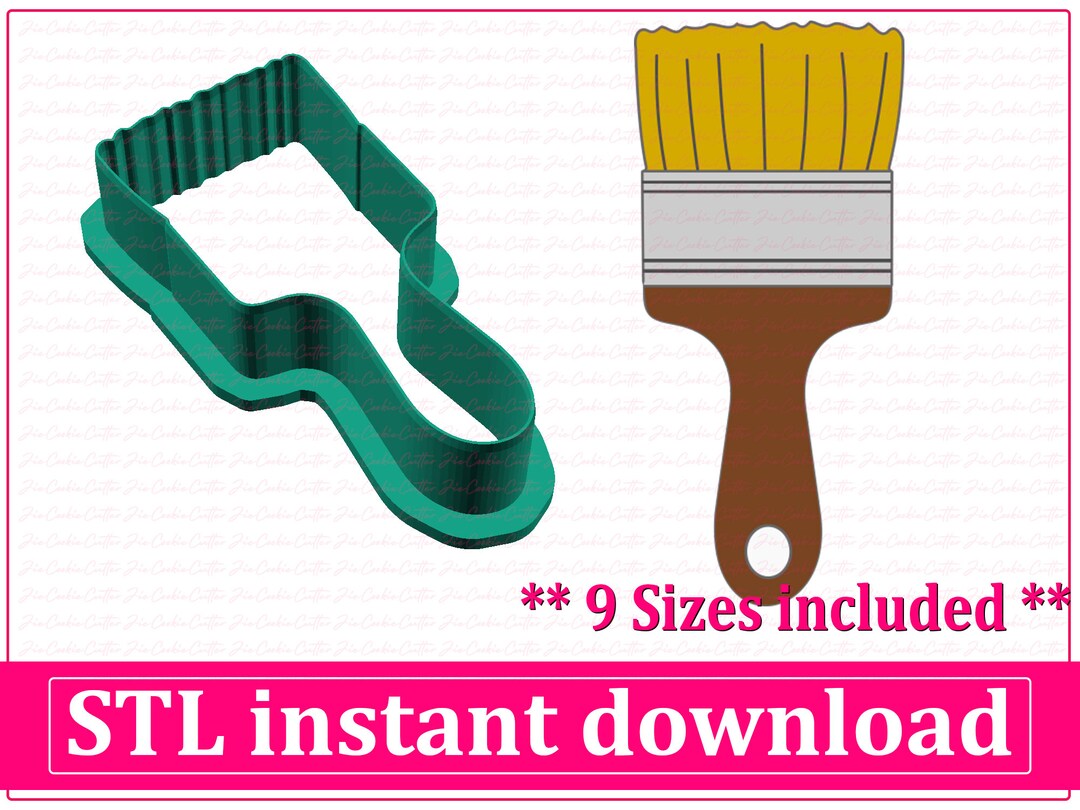 Paint Brush Cookie Cutter STL File Instant Download, STL Cookie Cutter
