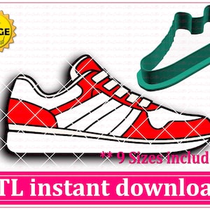 Download immediato del file STL per tagliabiscotti a forma di scarpa da ginnastica, file STL per tagliabiscotti