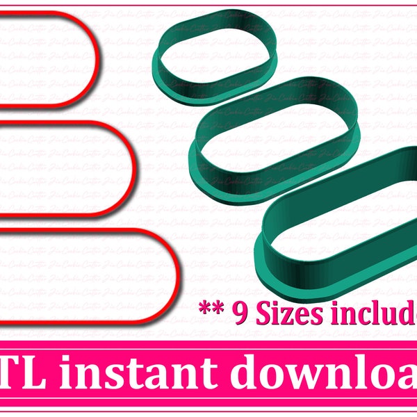 Oval Cookie Cutter STL File Instant Download, Rounded Corner Square STL Cookie Cutter File