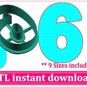 Number Nine or Number Six Cookie Cutter STL File Instant Download, STL Cookie Cutter File | Number Nine Cookie Cutter STL Instant Download