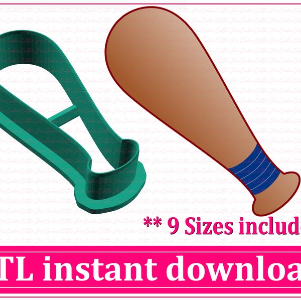 Baseball Bat Cookie Cutter STL File Instant Download, STL Cookie Cutter File