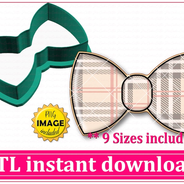 Bow Tie Cookie Cutter STL File Instant Download, STL Cookie Cutter File