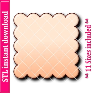 Scalloped Square Cookie Cutter STL File, 11 Sizes (Digital Download)