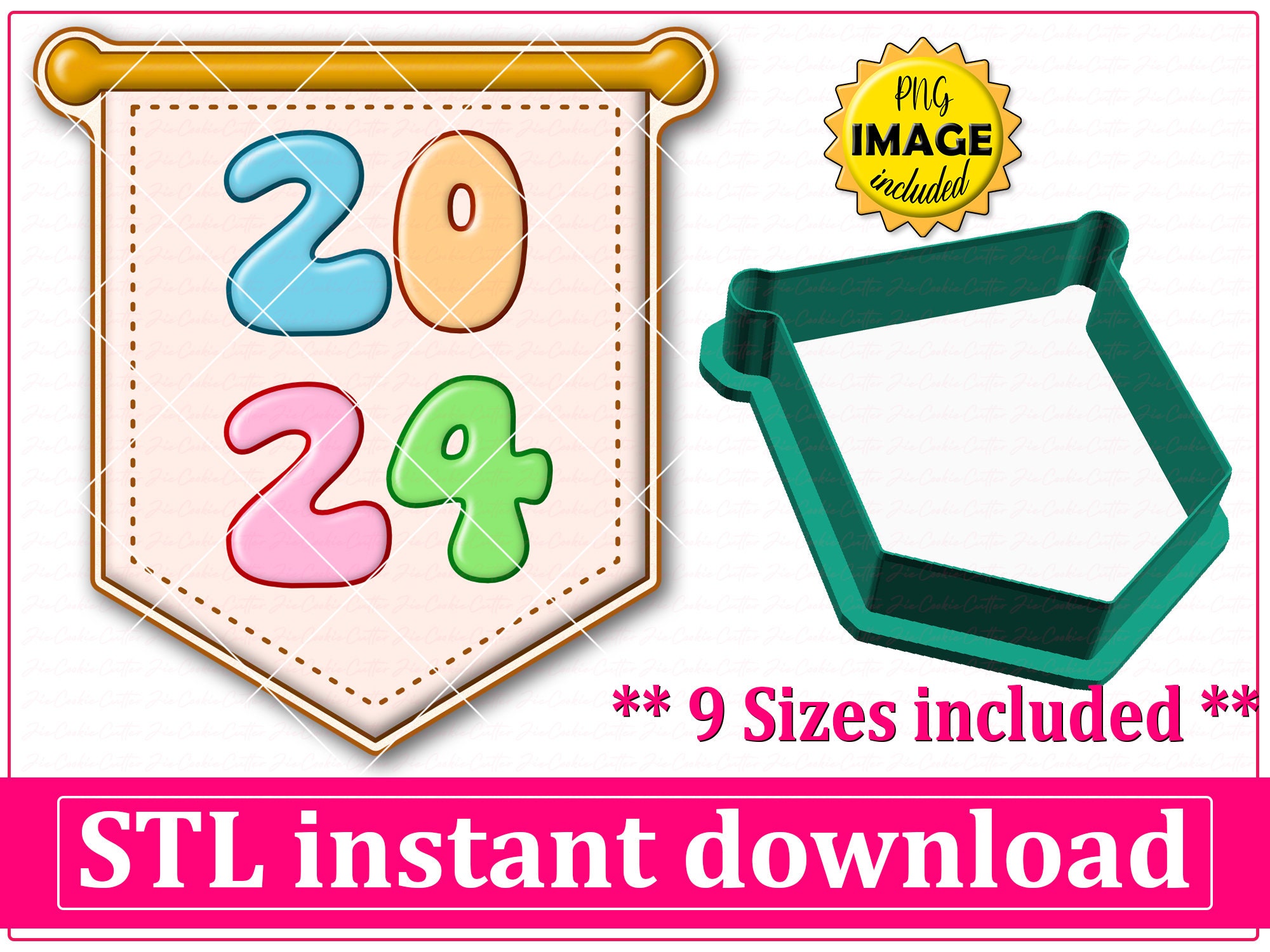 Hanging Banner Cookie Cutter STL File Instant Download, STL Cookie Cutter File