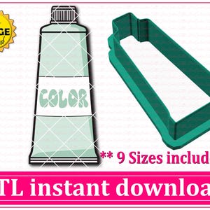 Farbe Tube oder Zahnpasta Cookie Cutter STL Sofortiger Download, STL Cookie Cutter Datei