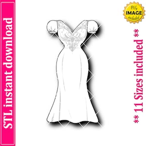 Wedding Dress Cookie Cutter STL File Instant Download, STL Cookie Cutter File