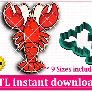 Lobster or Crawfish Cookie Cutter STL File Instant Download, STL Cookie Cutter File