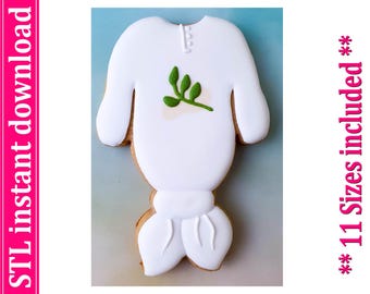 Knotted Baby Onesie Cookie Cutter STL File Instant Download, STL Cookie Cutter File