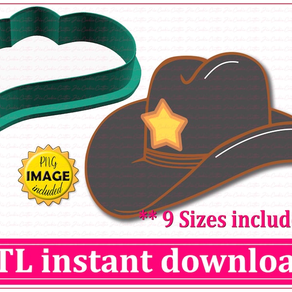 Cowboy Hat Cookie Cutter STL File Instant Download, STL Cookie Cutter File