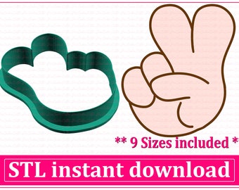 Téléchargement instantané de fichier STL de coupe-biscuits de signe de main de paix, fichier de coupe-biscuits STL