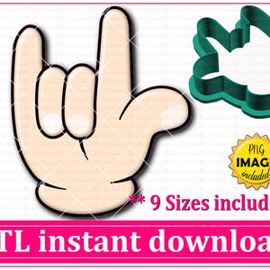 Hand Sign Cookie Cutter STL File Instant Download, STL Cookie Cutter File