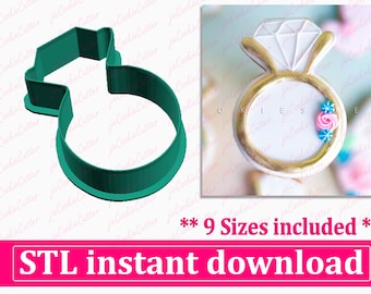 Wedding Ring Cookie Cutter STL File Instant Download, STL Cookie Cutter File Digital Download