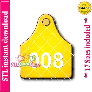 Cow Ear Tag Cookie Cutter STL File (Digital Download)
