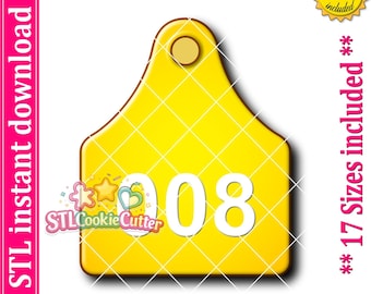 Cow Ear Tag Cookie Cutter STL File (Digital Download)