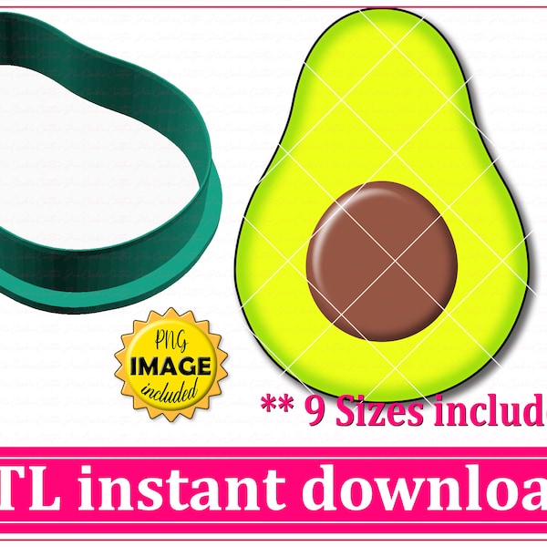 Avocado Cookie Cutter STL File Instant Download, STL Cookie Cutter File