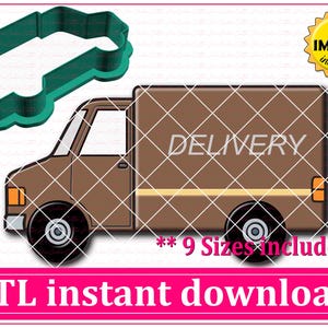Delivery Truck Cookie Cutter STL File Instant Download, STL Cookie Cutter File