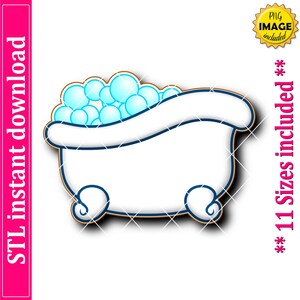 Bubbly Spa Tub Cookie Cutter STL File, 11 Sizes (Digital Download)