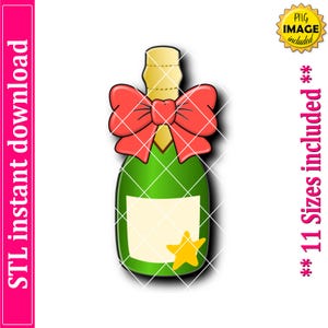 Champagne Cookie Cutter STL File Instant Download, STL Cookie Cutter File