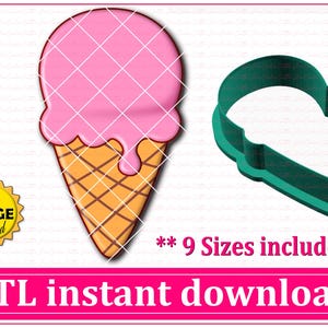 Eistüte Cookie Cutter STL Datei Sofortiger Download, STL Cookie Cutter Datei