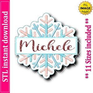 Winter Snowflake With Name Cookie Cutter STL File Instant Download, STL Cookie Cutter File