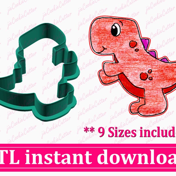 Cute Dinosaur Cookie Cutter STL File Instant Download, STL Cookie Cutter File Digital Download