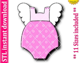 Rüschen-Strampler Onesie Cookie Cutter STL Datei Sofortiger Download, STL-Cookie-Cutter-Datei