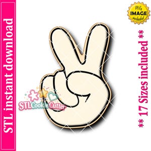 Peace Hand Sign Cookie Cutter STL File (Digital Download)
