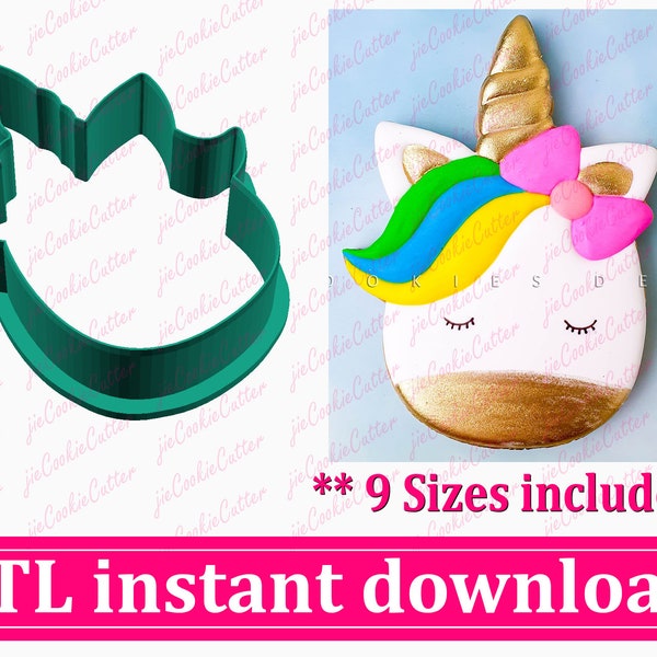 Unicorn Cookie Cutter STL File Instant Download, STL Cookie Cutter File