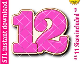Number Twelve Cookie Cutter STL File (Digital Download)