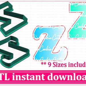 Uppercase Letter Z Cookie Cutter STL File Instant Download, A to Z STL Cookie Cutter File
