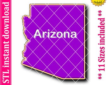 File STL per tagliapasta con mappa dell'Arizona, 11 dimensioni (download digitale)