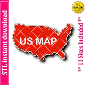 United States Map Cookie Cutter STL File, 11 Sizes (Digital Download)
