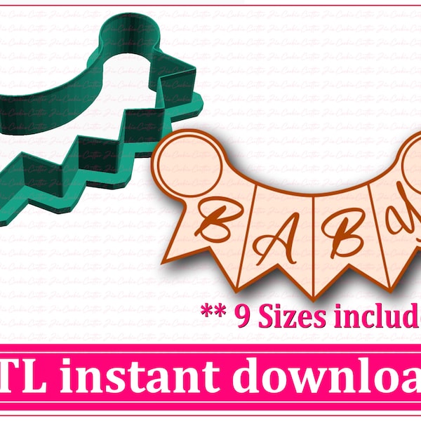 Banner Cookie Cutter STL File Instant Download, STL Cookie Cutter File