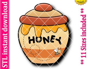 Honey Pot Cookie Cutter STL-bestand, 11 maten (digitale download)