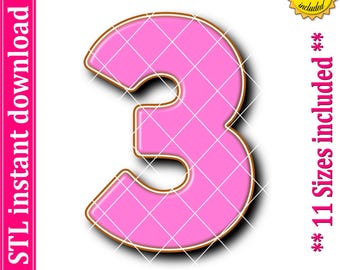 Number Three Cookie Cutter STL File (Digital Download)