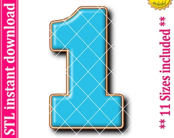 Number One Cookie Cutter STL-Datei, 11 Größen (Digital Download)