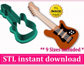 Electric Guitar Cookie Cutter STL File Instant Download, STL Cookie Cutter File