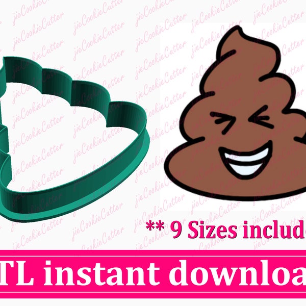 Poop Emoji Cookie Cutter STL File Instant Download, STL Cookie Cutter File