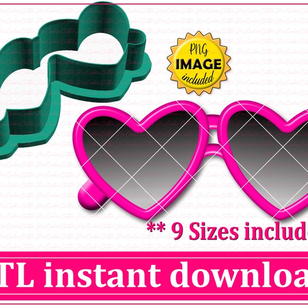 Heart Sunglass Cookie Cutter STL File Instant Download, STL Cookie Cutter File