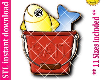 Bucket of Fish Cookie Cutter STL File (Digital Download)