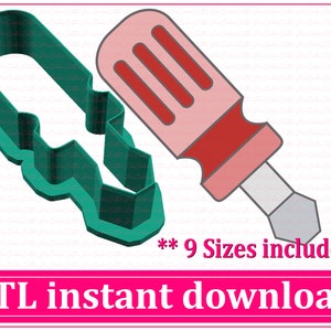Screwdriver Cookie Cutter STL File Instant Download, STL Cookie Cutter File