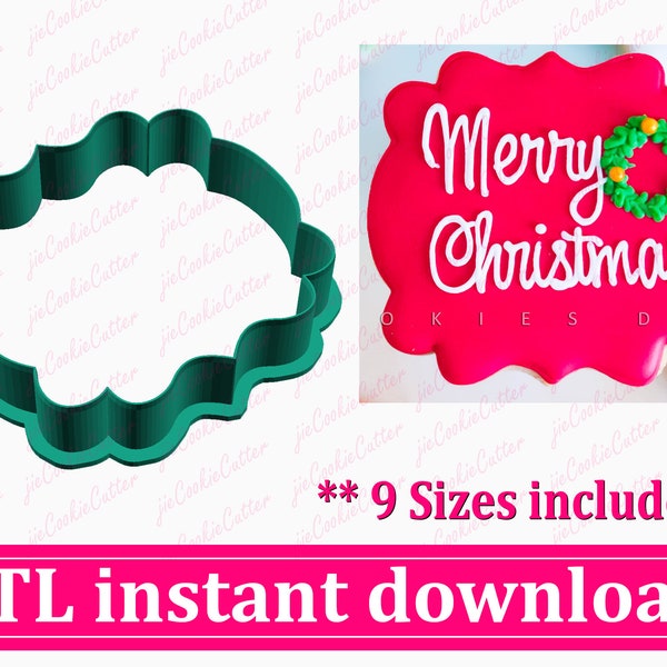 Plaque Cookie Cutter STL File Instant Download, STL Cookie Cutter File